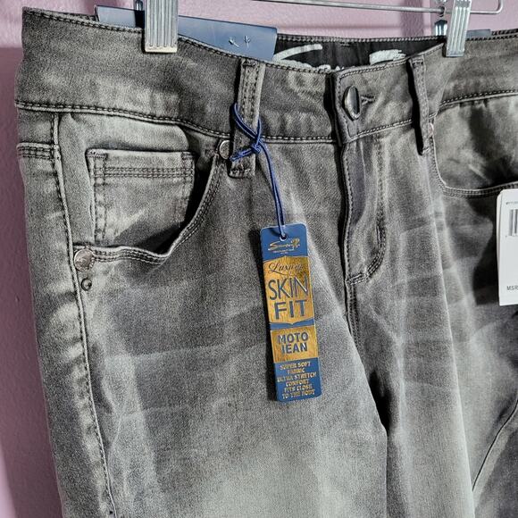 NWT Seven7 Washed Gray Mid Rise Luxury Skin Fit Legging Moto Skinny Jeans - Picture 6 of 16